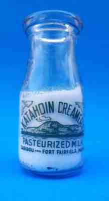 Maine Milk Bottle Katahdin Creamery Half Pint Caribou Fort Fairfield Me Mt