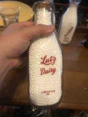 Lutz Dairy quart milk bottle Lancaster Pa