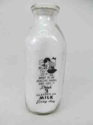 Roanoke, VA Dairy Ice Cream Quart Milk Bottle Black Want to be Healthy ...