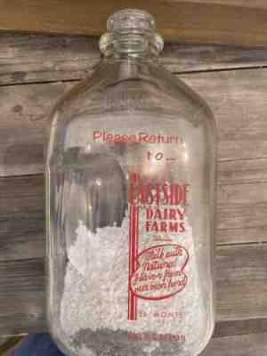 Vintage Eastside Dairy Farm Half Gallon Milk Bottle El Monte Los Angeles CA Pyro