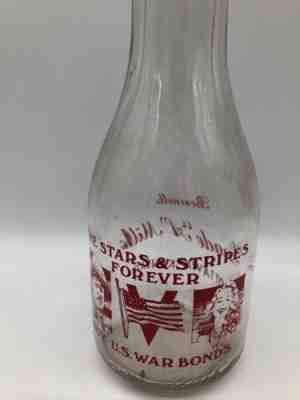 WWII ERA DOUGLAS QUART MILK BOTTLE BENNETTS GRADE A MILK OTTAWA KS WAR BONDS