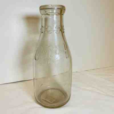 Early Pevely Dairy Quart Milk Bottle St. Louis Missouri with Chain Detail