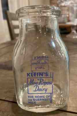 Kleinâ??s Mon Reposa Dairy Half Pint Milk Bottle Home of Guernsey Milk ...