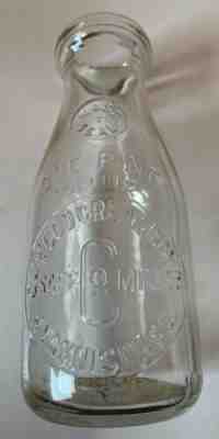 Used Vintage Cape Cod Creamery Hyannis MA Clear Embossed Pint Milk Bottle 36