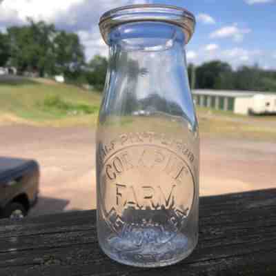 Cork Pine Farm Lehman Pa. RARE NE Pa. Milk Bottle Half Pint Embossed