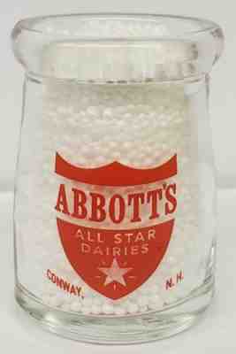 Abbotts Dairy 3/4 oz. Glass Creamer Bottle Conway. NH