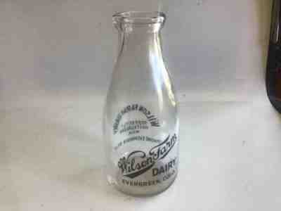 Vintage Wilson Farm Dairy Milk Bottle - One Quart - Evergreen Colorado