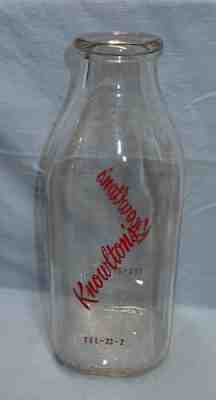 VINTAGE KNOWLTON'S MILK BOTTLE TEL-23-2 ONE QUART EASTPORT PERRY MAINE ??