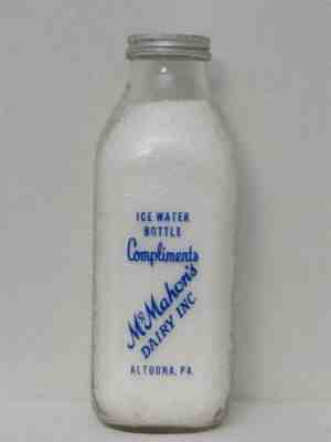 SSPQ Milk Bottle McMahon's Dairy Inc Altoona PA BLAIR COUNTY Refrigerator Bottle