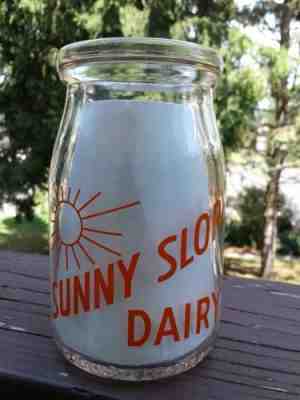 SUNNY SLOPE DAIRY 12 oz. "Orange Print" Milk Bottle