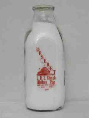 SSPQ Milk Bottle Deseret Dairy Salt Lake City & Ogden UT LDS Church Beehive 1979