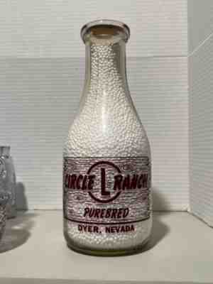 Ex. Rare Quart Pyro Milk Bottle Circle L Ranch Dyer, Nevada Esmeralda Co