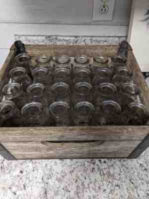 1/2 Pint Milk Crate with 24 1/2 Pint Glass Jars - Ideal Dairy, Taylorsville, NC
