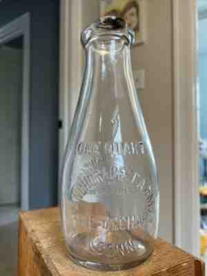 Quart Embossed Milk Bottle - Anchorage Farm - Pine Orchard / Branford CT