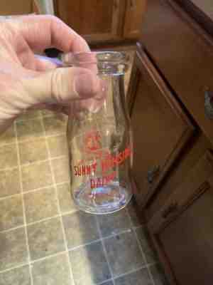 Rare Sunny Hillside Dairy ACL Half Pint Milk Bottle Benton Pennsylvania PA