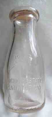 Antique Michigan State Sanatorium Milk Bottle 10 oz. Liquid