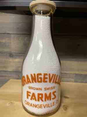 Rare Orangeville Brown Swiss Farms Dairy Milk Bottle Ohio Trumbull County