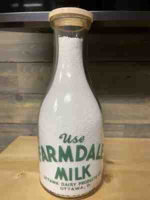 Very Rare Farmdale Farms Milk Bottle Ottawa Ohio Putnam County TRPQ Cow Image