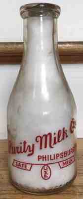 Vintage Philipsburg PA Purity Milk Co TRPQ Quart Bottle