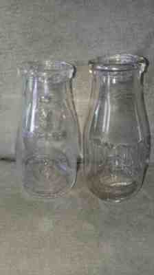 (2) Vintage Milk Bottles. Detroit Dairy Container Corp 3 cent. Twin Pines Farm.