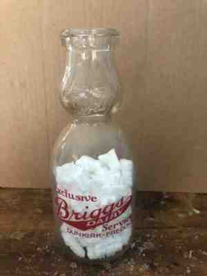 BRIGGS DAIRY Glass Milk Bottle PYRO Its Whip Cream Top DUNKIRK FREDONIA NY quart