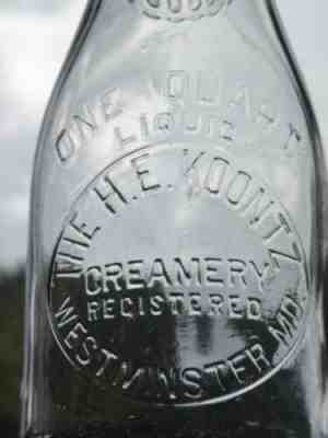 Milk Bottle - Quart - Koontz Creamery - Westminster MD