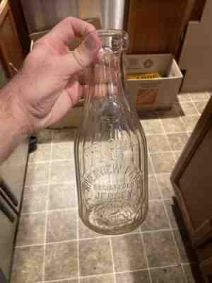 Rare Riverview Farm Embossed Quart Milk Bottle Lowell Ohio OH