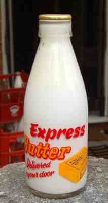 milk bottle : super 1950's EXPRESS " Butter " advert : dairy