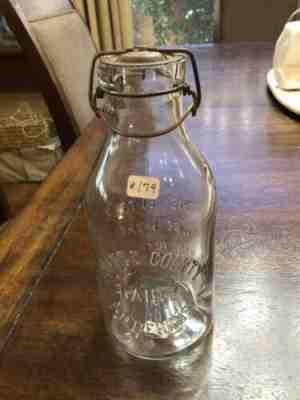 Antique Orange County F.D. Behrns New York Dairy Milk Bottle Quart Tin Swing Top