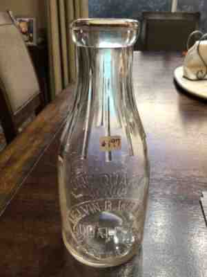 OLD Melvin B. Wilkin quality CHESTER, NY Dairy Milk Bottle 1 Quart