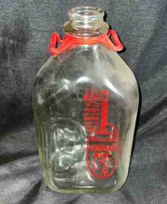 Vintage Old Turkey Hill Chocolate Milk Empty Glass Bottle 1/2 Gallon 10