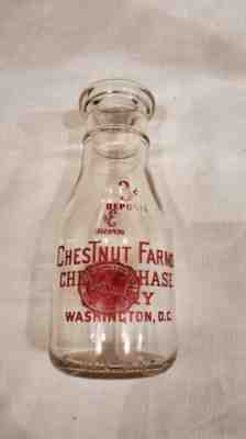 Pint Red Pyro Chestnut Chevy Chase Farm Dairy 3CENT Washington DC Milk Bottle