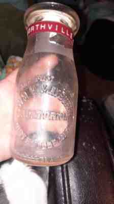 Vintage Northville MI Milk Bottle Half Pint 1951 WM. H. Maybury Sanatorium