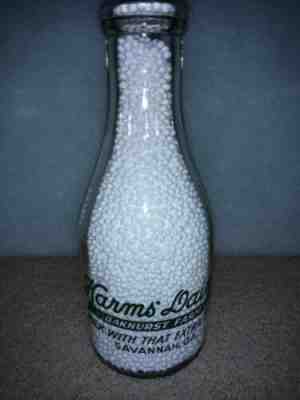 Vintage Savannah, GA Harms' Dairy Oakhurst Farm Quart Milk Bottle Georgia Baby