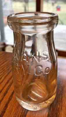 VINTAGE 4 1/4â? Tall WINANS DAIRY CO. - 1/4 PINT MILK BOTTLE Lansing, Mich