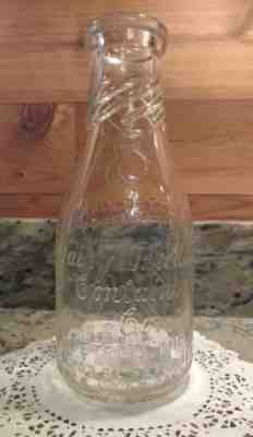 VINTAGE 1-QUART DAIRY PRODUCTS CONTAINER CO., DETROIT, MICH. GLASS MILK BOTTLE