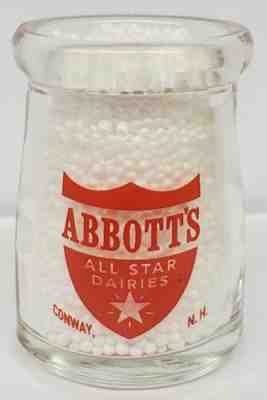 Abbotts Dairy 3/4 oz. Glass Creamer Bottle Conway. NH