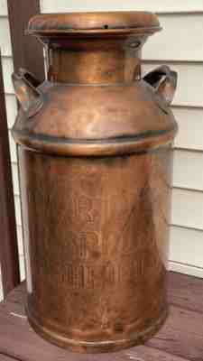 antique Copper Milk can - Clover Cream Dairy Products Marshfiel WI Awesome Piece