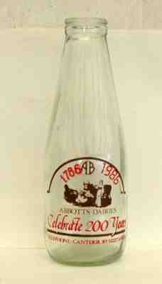 milk bottle : lovely Abbotts of Canterbury : dairy 1786-1986 