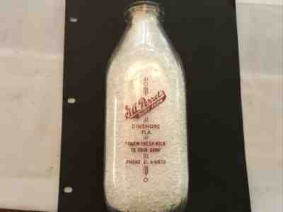 1954 G. A. PERRETâ??S DAIRY GLASS MILK BOTTLE, DINSMORE, FLORIDA