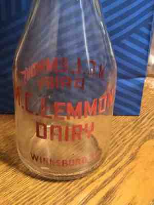 M.C. Lemmons South Carolina Milk Bottle Winnsboro SC