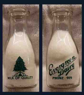 EVERGREEN DAIRY OWOSSO MICHIGAN SHIAWASSEE COUNTY PINT w PINE TREE GRAPHICS