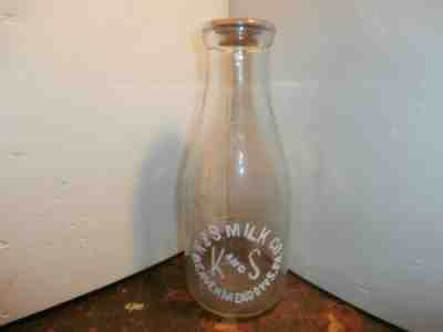 K &S milk Co. Quart milk bottle, beaver meadows, PA Drums, Eckley village