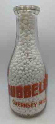 Rare Quart Wigwam Farm Hubbell's Dairy Milk Bottle White Hills Shelton Conn CT