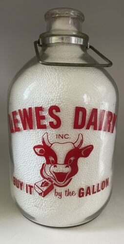 Vintage LEWES DAIRY ACL Gallon Milk Bottle Lewes, Delaware Great Cow Head!