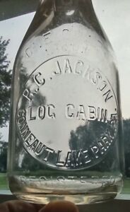 RC JACKSON LOG CABIN CONNEAUT LAKE PARK PA Quart Milk Bottle Crawford Co. Dairy