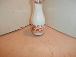 Oak Grove Dairy Products pint milk bottle, Robert Jenkins Jackson, Mich.