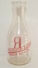 Vintage Rodichok's Dairy Quart Glass Milk Bottle Tower City, PA Pennsylvania Old