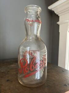 RARE RED ANTIQUE MILK BOTTLE QUART Roberts DAIRY