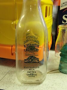 Katahdin Creamery  Blue Label Quart Milk Bottle - Patten and Caribou ME